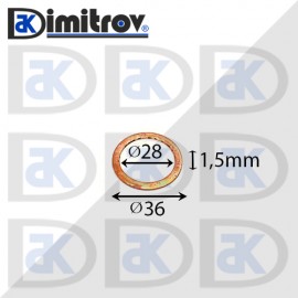 Дифтунга Ø 28 х Ø 36 х 1,5 mm медна